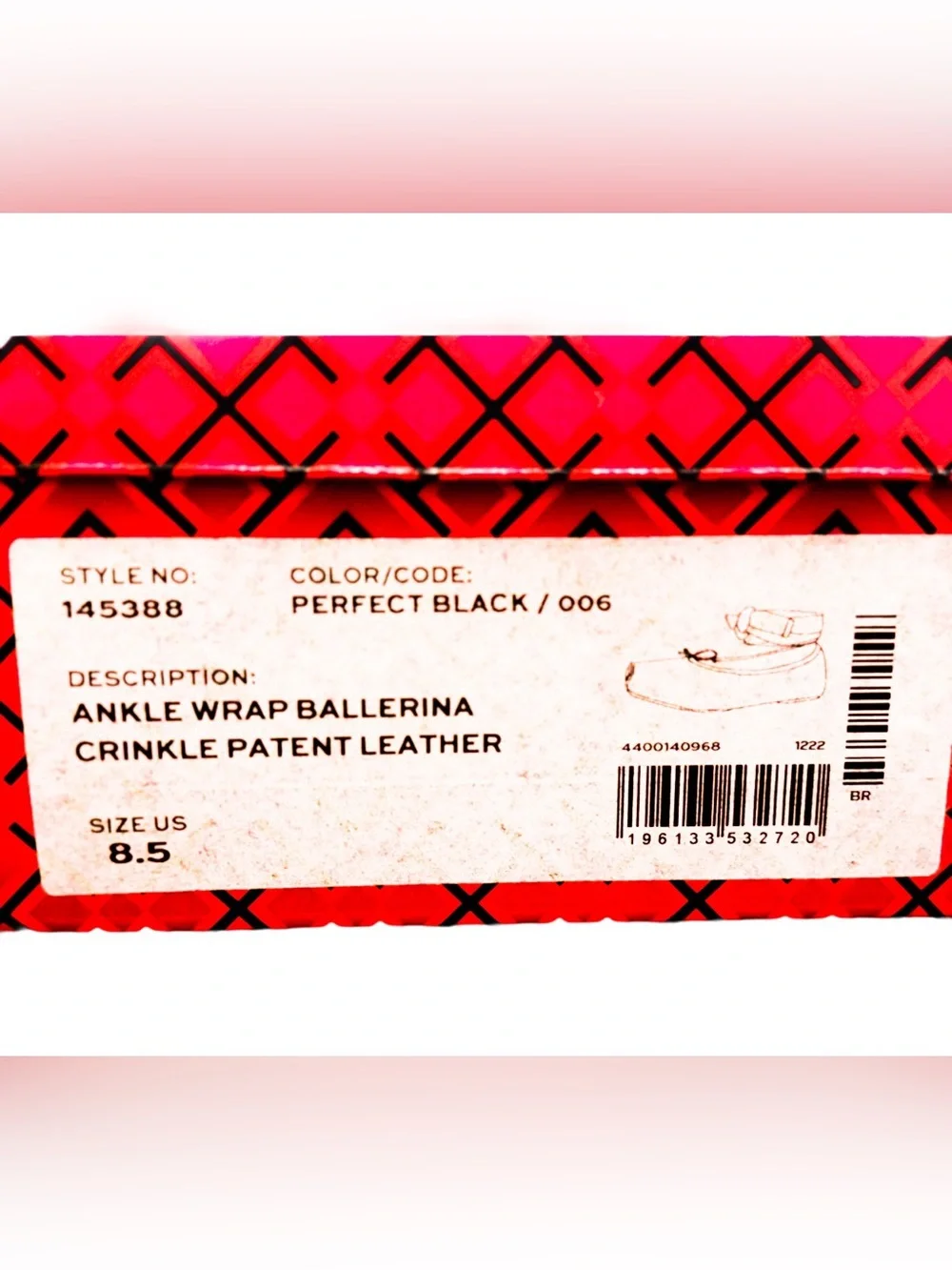 Tory Burch Black Patent Leather Ballet Flats with Ankle Ties